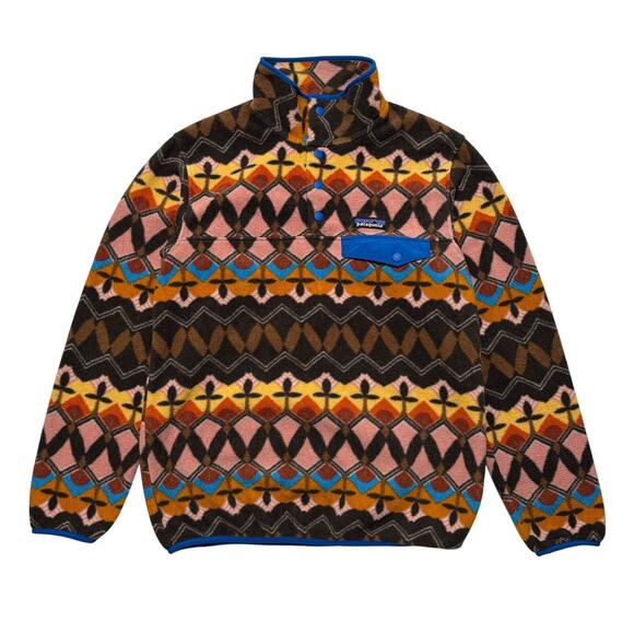 Patagonia Synchilla Companions Big Anthos Pink Aztec Fleece Pullover Sweater XS - Picture 1 of 5